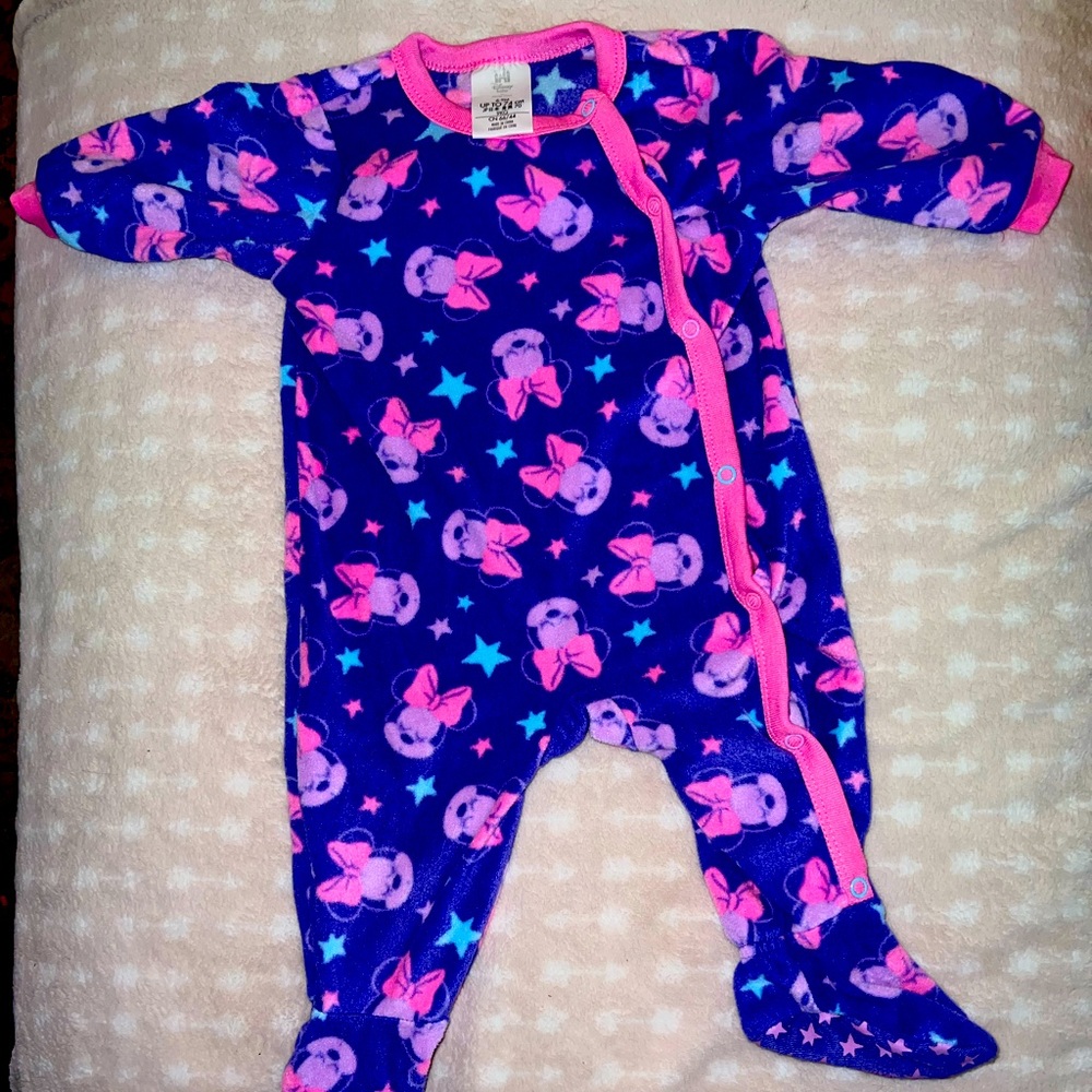 Sleeping Minnie Mouse Matching Onesie Sleepers